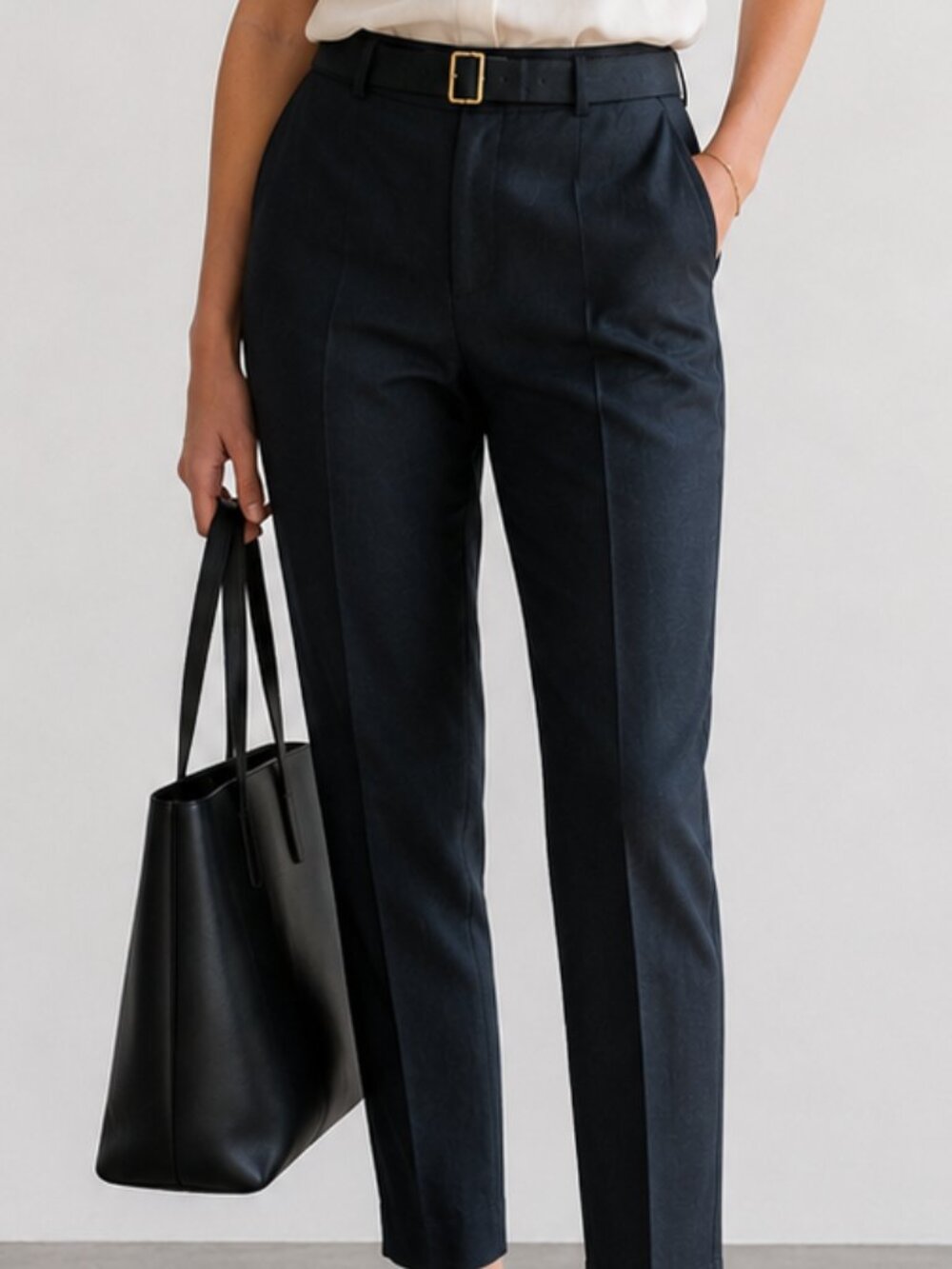Calvin Klein Linen Blend Pants Navy Blue Taper Leg Corporate Capsule Trouser